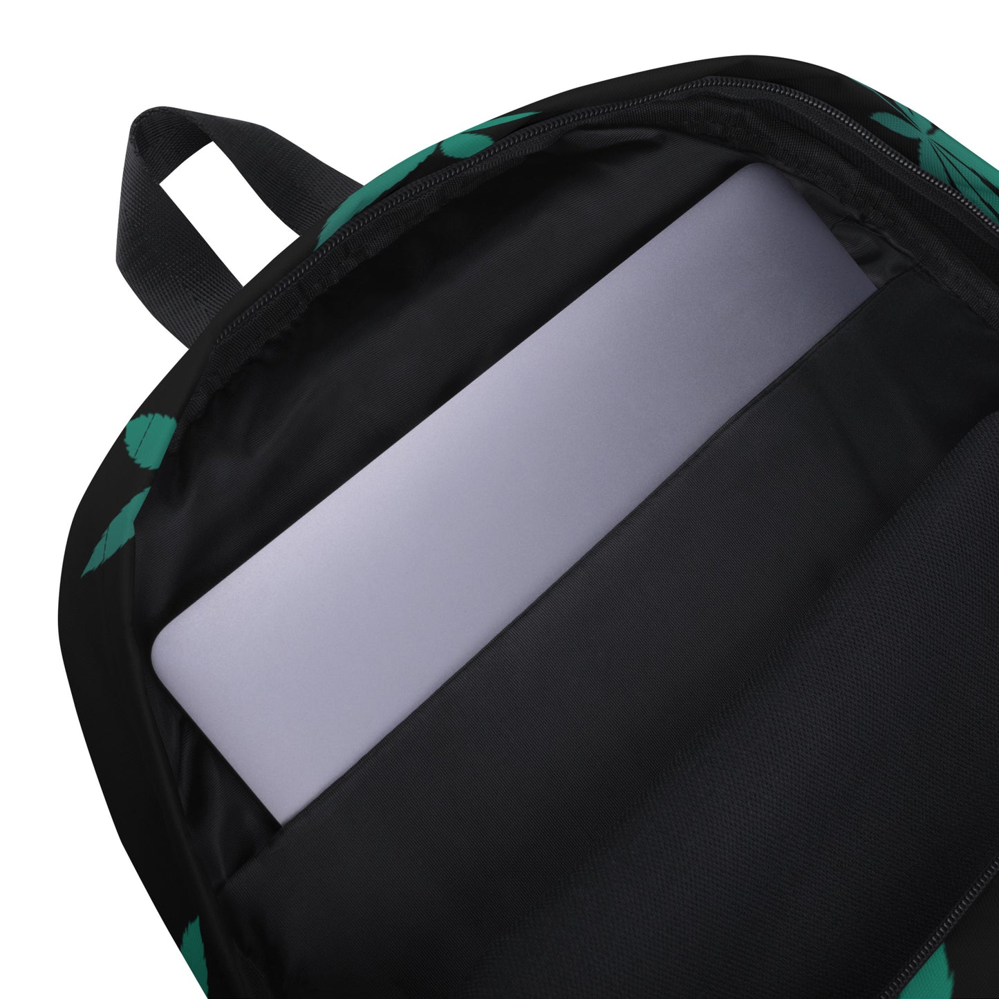 Green Leaf Black Backpack