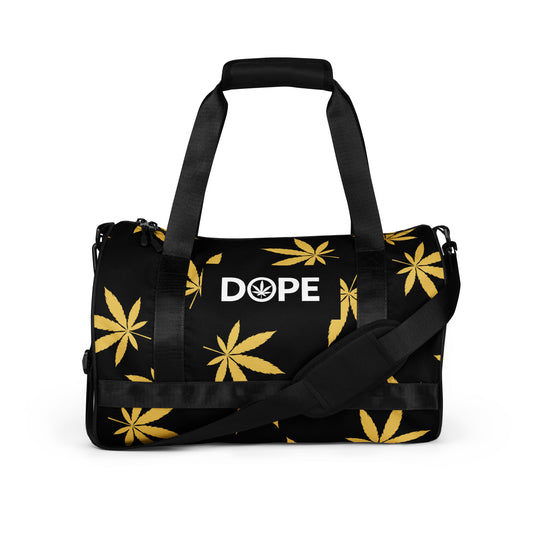 Gold Leaf Black All-over print gym bag