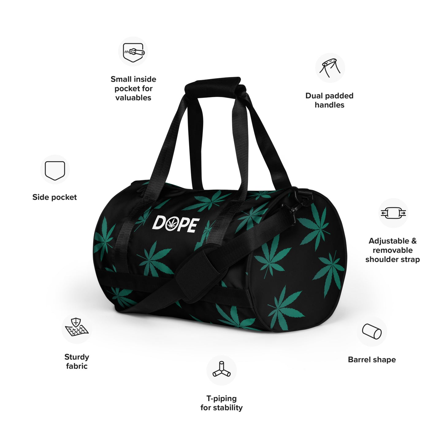 Green Leaf All-over print gym bag