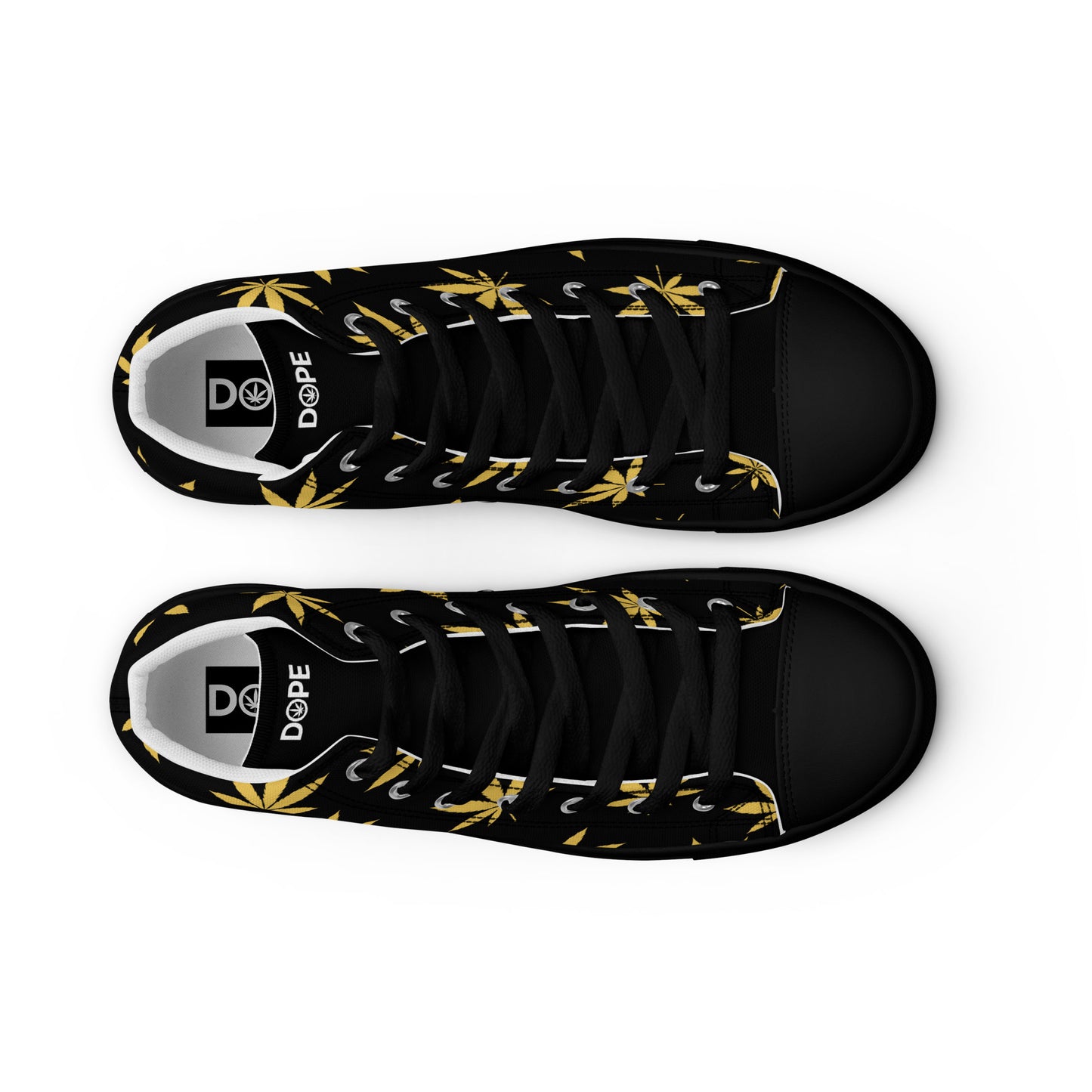 Gold Leaf Black Men’s High Top Canvas Shoes