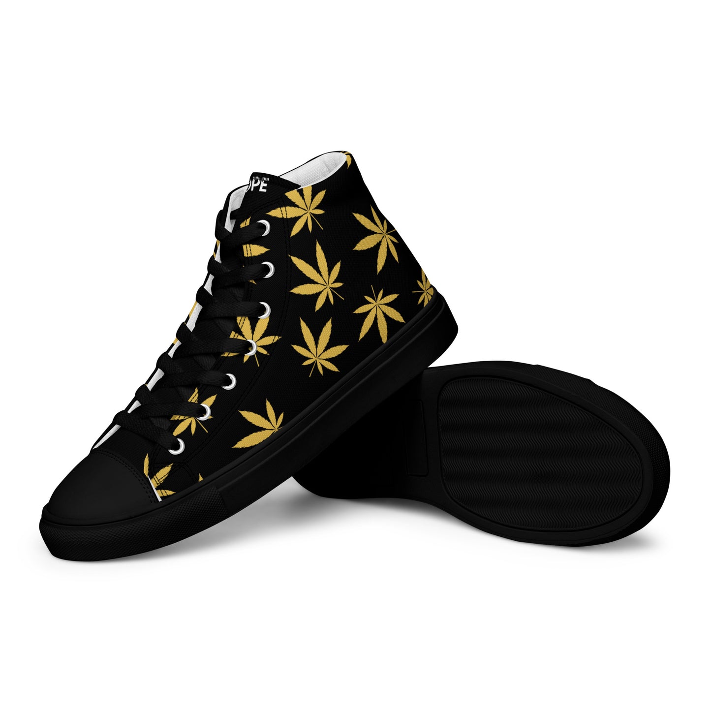 Gold Leaf Black Men’s High Top Canvas Shoes