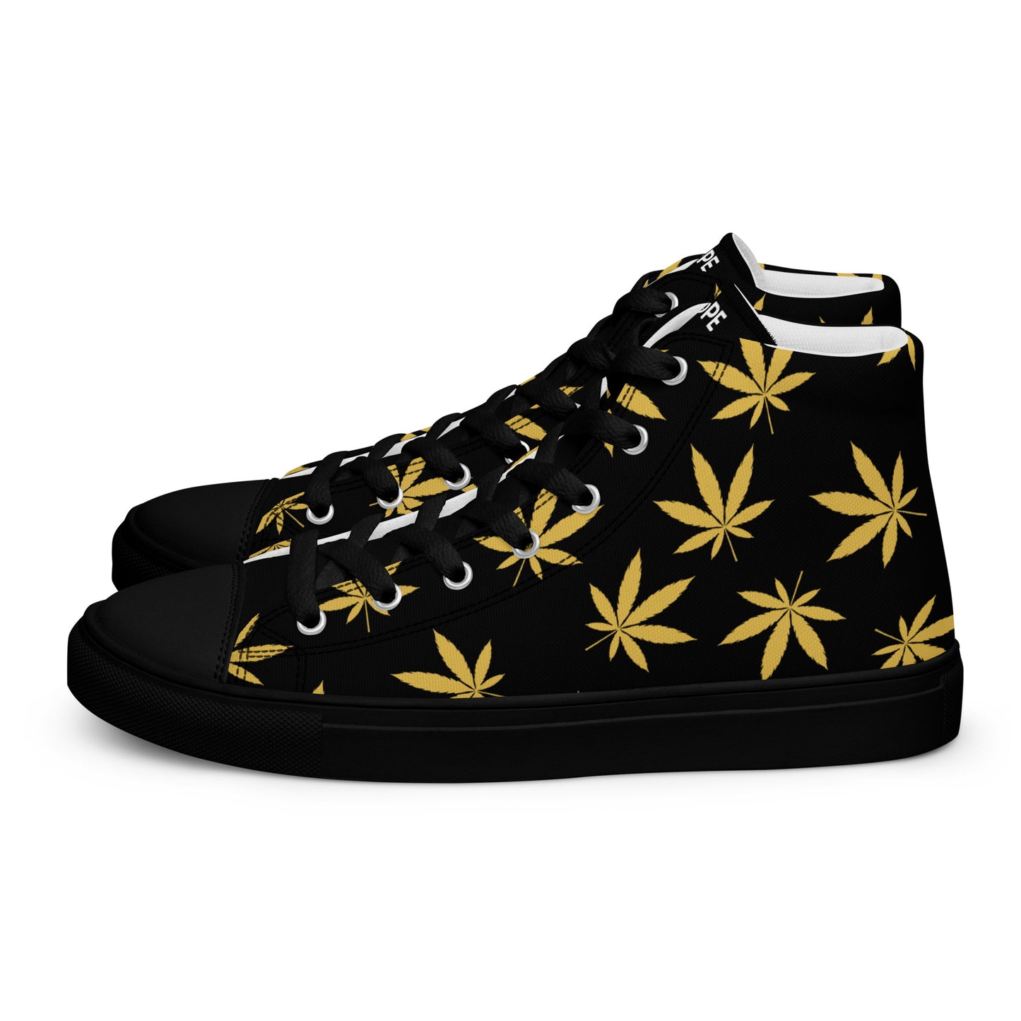 Gold Leaf Black Men’s High Top Canvas Shoes