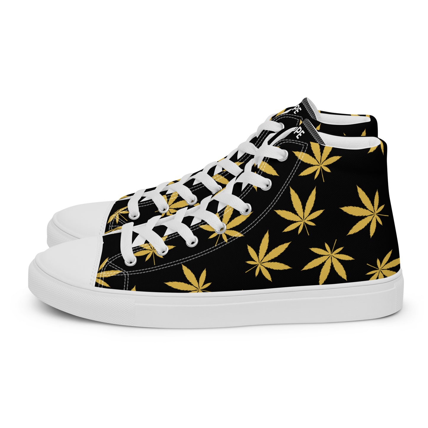 Gold Leaf Black Men’s High Top Canvas Shoes