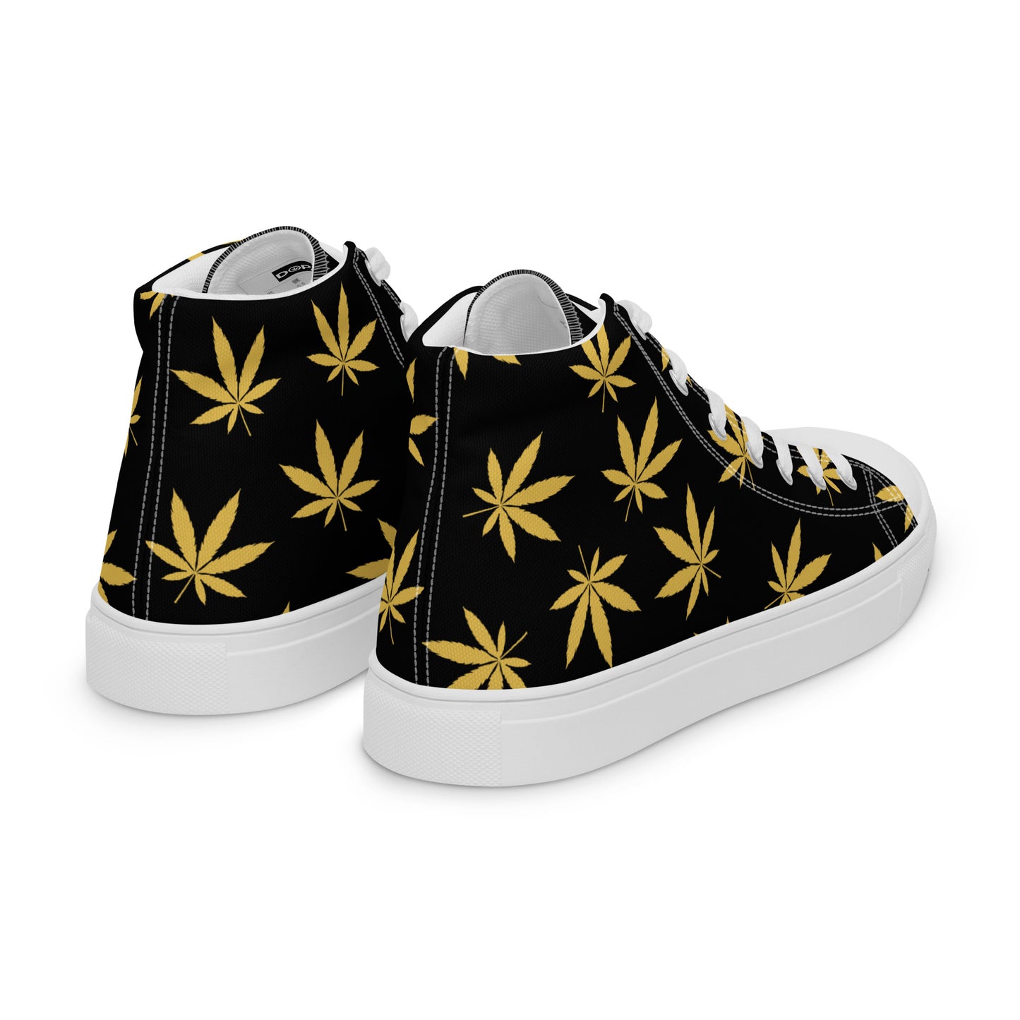 Gold Leaf Black Men’s High Top Canvas Shoes