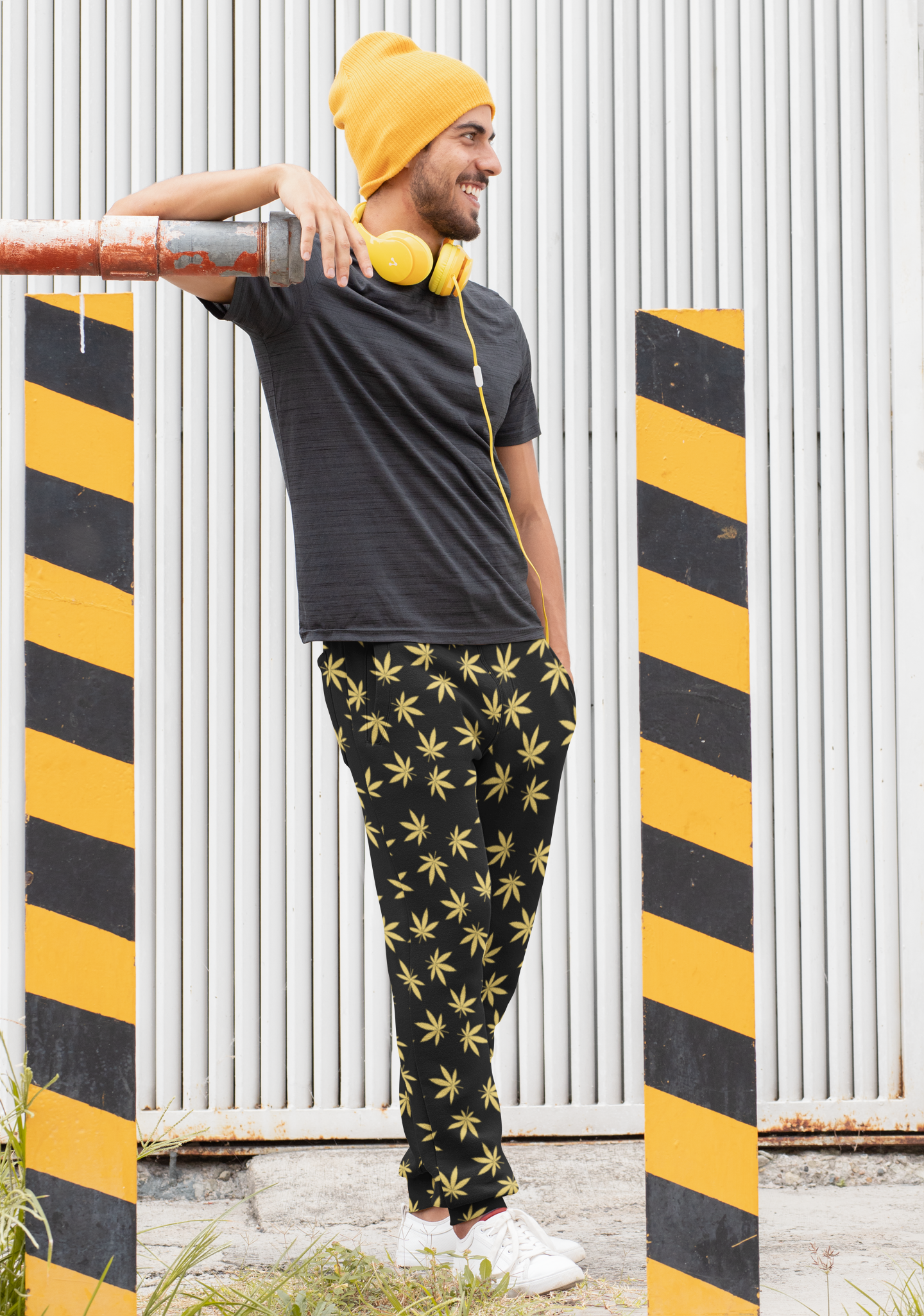 Gold Leaf Black Unisex track pants