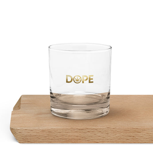 Gold Logo Rocks glass